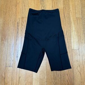 Full Panel Maternity Black Biker Shorts